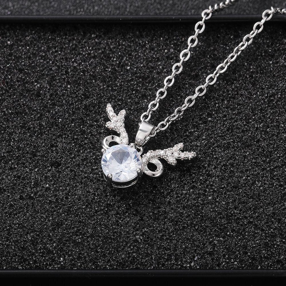 💎 Unique Antlers Design Clavicle Pendant Necklace for Women, INDN8636 - Picture 4 of 6